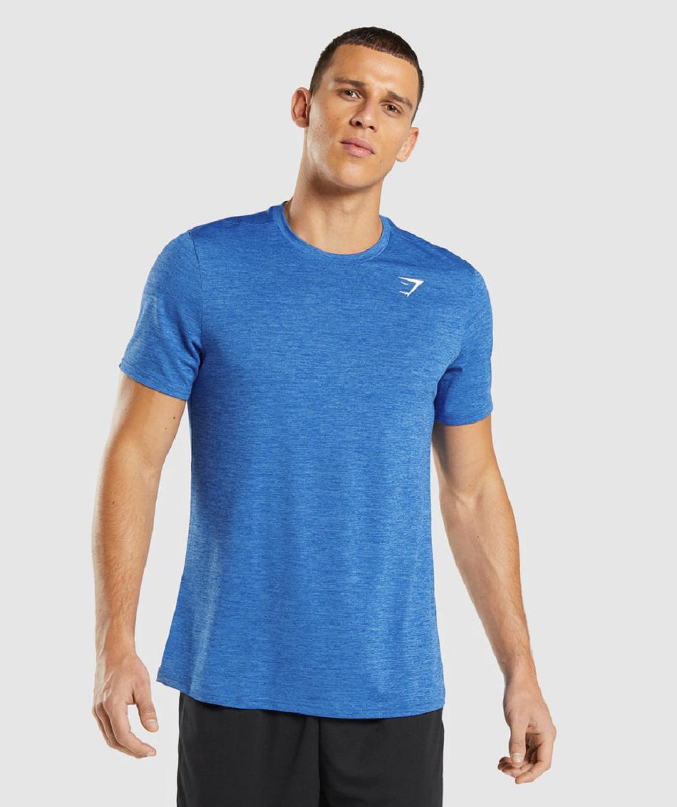 T Shirts Męskie Gymshark Arrival Marl Niebieskie Niebieskie | PL 3902HAP